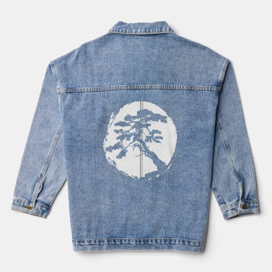Bonsai Tree Japanese Zen Master Zip Jeansjacke (Rückseite)