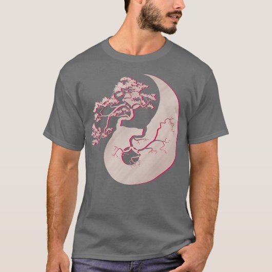 Bonsai Tree Japanische Tradition Yin Yang Zen Yoga T-Shirt (Vorderseite)