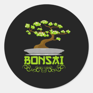 Bonsai Tree Japanisches Kanji Runder Aufkleber