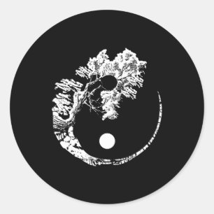Bonsai Tree Print Zen Spirit Yin Yang Japanisch Runder Aufkleber
