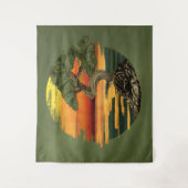 Bonsai Tree Sunset über Meer Wandteppich (Vorderseite)