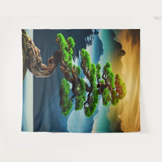 Bonsai Tree Tapestry Wandteppich (Vorderseite (Horizontal))