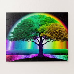Bonsai Tree umgeben von Regenbogenfarben Puzzle