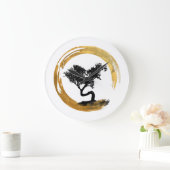 Bonsai Tree. Zen Enso Circle. Aquarellkunst Große Wanduhr (Zuhause)
