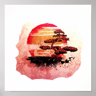 Bonsai Vintag Graphic Cool Red Version Poster