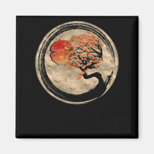 Bonsai Zen Buddhist Enso Circle Tree in Japanisch Magnet