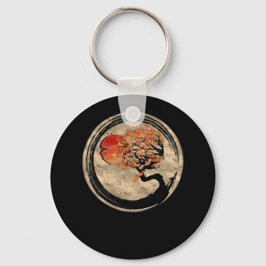 Bonsai Zen Buddhist Enso Circle Tree in Japanisch Schlüsselanhänger (Vorderseite)