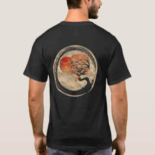 Bonsai Zen Buddhist Enso Circle Tree in Japanisch T-Shirt