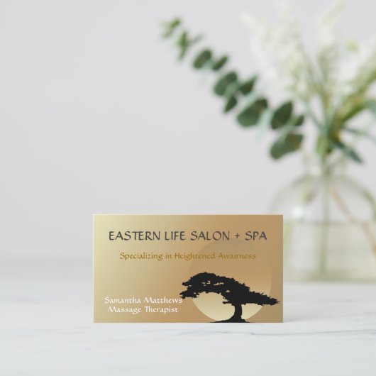 Bonsai Zen Massagetherapeut Visitenkarte (Stehend Vorderseite)