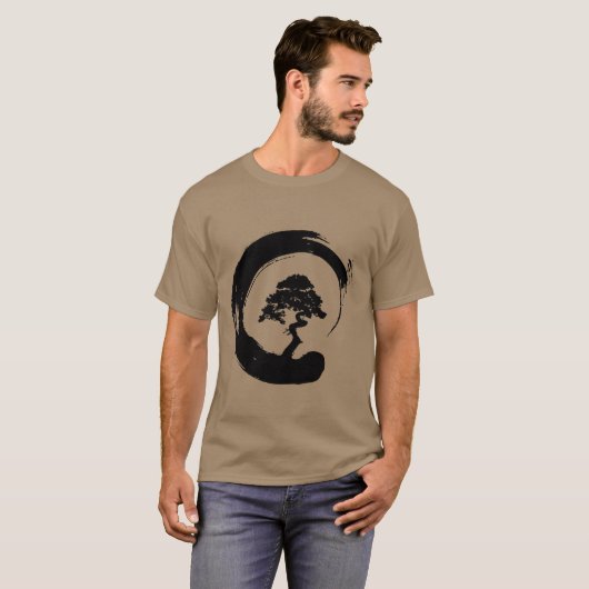 Bonsais-Baum in Enso Kreis T-Shirt (Vorne ganz)