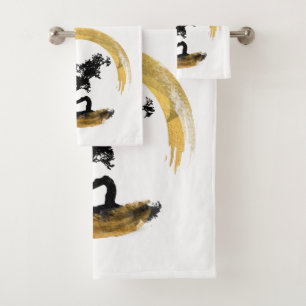Bonsais-Baum. Zen Enso Circl. Feng Shui Badhandtuch Set