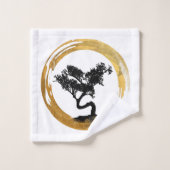 Bonsais-Baum. Zen Enso Circl. Feng Shui Badhandtuch Set (Waschlappen)