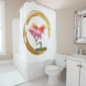 Bonsais-Baum. Zen Enso Kreis-Aquarell Feng Shui Duschvorhang (Beispiel)