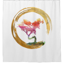 Bonsais-Baum. Zen Enso Kreis-Aquarell Feng Shui