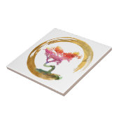 Bonsais-Baum. Zen Enso Kreis. Aquarell-Kunst Fliese (Seite)