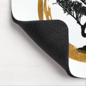 Bonsais-Baum. Zen Enso Kreis. Aquarell-Kunst Mousepad (Ecke)