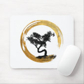 Bonsais-Baum. Zen Enso Kreis. Aquarell-Kunst Mousepad (Mit Mouse)