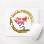 Bonsais-Baum. Zen Enso Kreis. Aquarell-Kunst Mousepad (Mit Mouse)