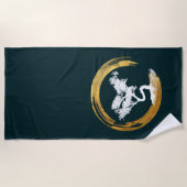 Bonsais-Baum. Zen Enso Kreis. Feng Shui Calligraph Strandtuch (Vorderseite)