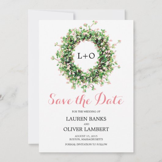 Bontanial Pink Blume Wreath | SAVE THE DATE (Vorderseite)