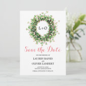 Bontanial Pink Blume Wreath | SAVE THE DATE (Stehend Vorderseite)