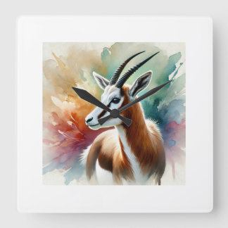 Bontebok in watercolor 220924AREF116 - Watercolor Quadratische Wanduhr