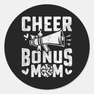 Bonus Cheer Mom - Cheerleading-Mutter Cheerleader  Runder Aufkleber
