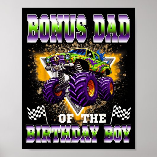 Bonus Dad Of The Birthday Boy Monster Truck Birthd Poster (Vorne)