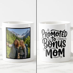 Bonus Mama Beworben Brush-Schrift Custom 1 Foto Kaffeetasse