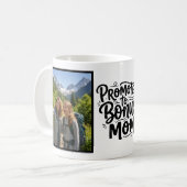 Bonus-Mama Beworben Brush Script Zwei Foto Kaffeetasse (Vorderseite Links)