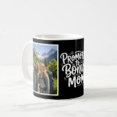 Bonus-Mama Beworben Brush Script Zwei Foto Schwarz Kaffeetasse (Vorderseite Links)