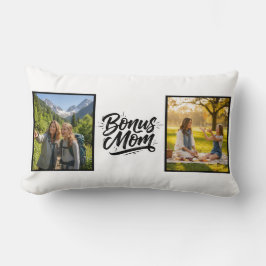 Bonus-Mama-Bürstenschrift Zwei-Foto-Kissen Lendenkissen