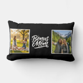 Bonus-Mama-Bürstenschrift Zwei Fotos Schwarz und W Lendenkissen