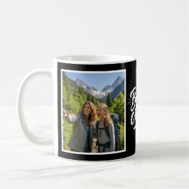 Bonus-Mama-Bürstenschrift Zwei-Fotos Schwarz-Weiß Kaffeetasse