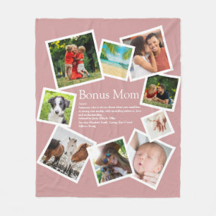 Bonus-Mama-Definition 9 Foto-Collage Blush-Rosa Fleecedecke