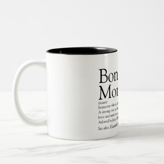 Bonus Mama Definition Zitat Spaß Modern Zweifarbige Tasse (Links)