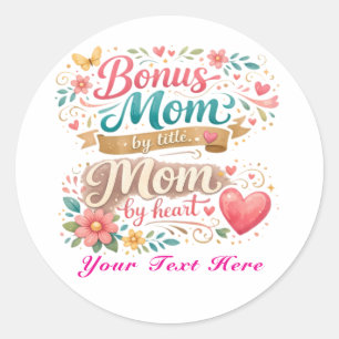 Bonus-Mama dem Titel nach, Mama von Herzen am Mutt Runder Aufkleber