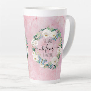 Bonus Mama I Liebe Rosa Weiße Boho Blumenreste Milchtasse