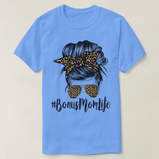 Bonus Mama Life Hair Bandana Brille Leopard Mutter T-Shirt (Design vorne)