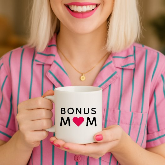 Bonus-Mama | Modern Pink Heart Mother Day Kaffeetasse