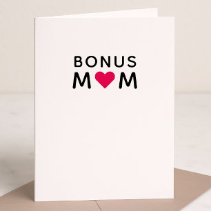 Bonus-Mama   Modern Rosa Herz Muttertag Karte