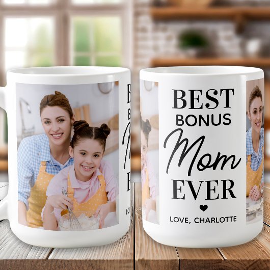 BONUS-MAMA Personalisiert 2 Foto Muttertag Kaffeetasse
