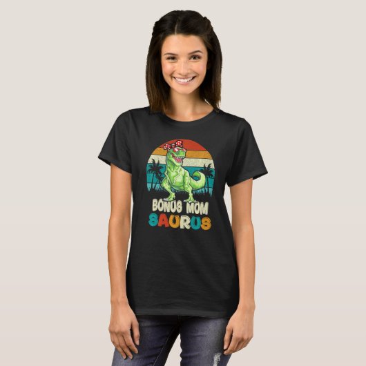 Bonus Mama Saurus Rex Mamasaurus StepMom Matching  T-Shirt (Vorne ganz)