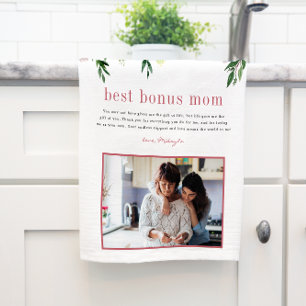 "Bonus-Mama" Stiefmutter   Florales Foto-Teetuch Geschirrtuch