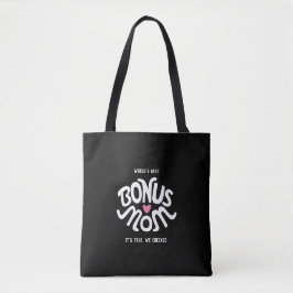 Bonus Mama Weiß & Rosa Design auf Schwarz-Tote-Tas Tasche