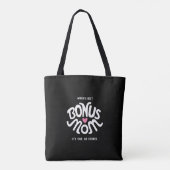 Bonus Mama Weiß & Rosa Design auf Schwarz-Tote-Tas Tasche (Rückseite)