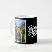 Bonus Mom Brush Script Two Photo Black and White Kaffeetasse (Vorderseite Links)