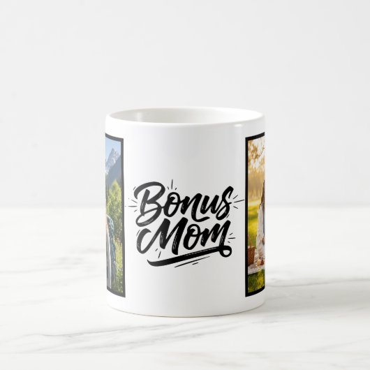 Bonus Mom Brush Script Two Photo Kaffeetasse (Mittel)
