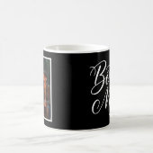 Bonus Mom Elegant Cursive 1 Custom Photo Black Kaffeetasse (Mittel)