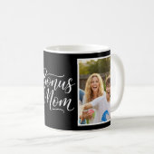 Bonus Mom Elegant Cursive 2 Photo Black Kaffeetasse (VorderseiteRechts)